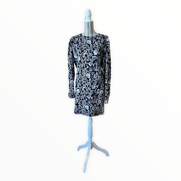 ZARA | Navy | FLORAL JACQUARD DRESS - Picture 6 of 11